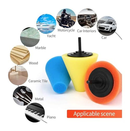 Car Polishing Pad Buffing Foam Sponge Pad Cone Polisher Buffer Pad Automotive Waxing Kit for Car Wheel Hub Headlight Polishing - color: 5pcs