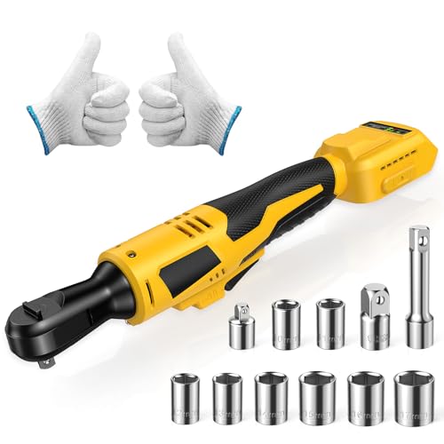 3/8" Cordless Ratchet Wrench for De-WALT 20V Max Battery - 42Ft-Lbs Brushless Motor Electric Ratchet Set with 0-220RPM Variable Speed, 8 Sockets, 3/8" and 1/4" Adapters,3" Extension Bar (Tool Only)