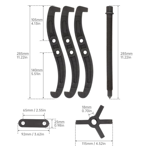 ChgImposs 10 Inch 2 Jaw / 3 Jaw Gear Puller, Multifunction Standard Carbon Steel Bearing Puller with 4 Single Hole Claw Pullers for Car/Mechanical Repairing - size: 10 Inch