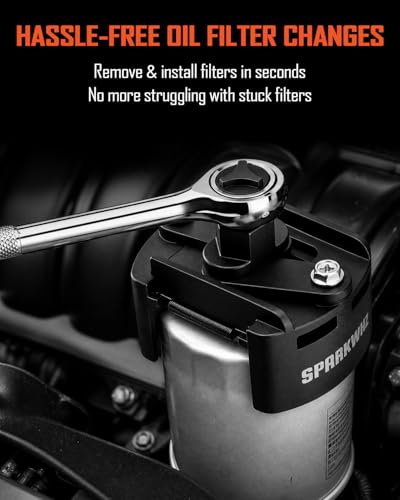 SPARKWHIZ Oil Filter Removal Tool, 60-80 mm & 80-105 mm Adjustable Oil Filter Wrench, 1/2" & 22 mm Drive Universal Oil Filter Wrench Set