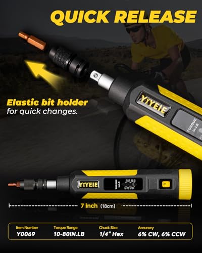 24Pcs Torque Screwdriver, 10-80 In-lbs, Inch Pound Torque Wrench Screwdriver Set for Maintenance, with S2 Steel Bits, Sockets & Case -1/4" Drive Fat Wrench Screwdriver for Bike Repairing, Mounting - size: 24PCS, style: Square