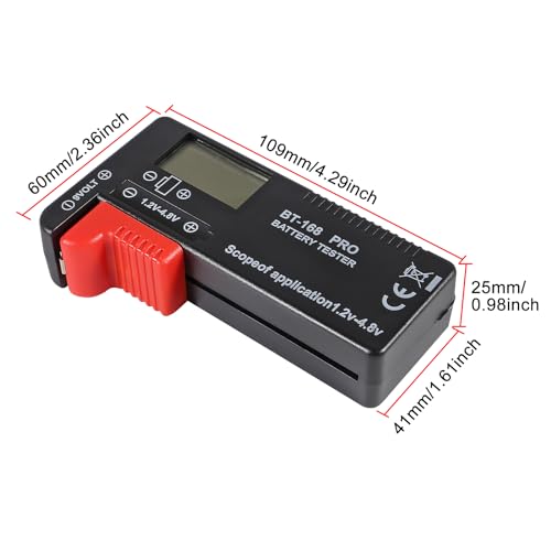 UMLIFE 2 Pack Battery Tester, Digital LCD Universal Battery Checker for AA AAA C D 9V 3.7V 1.5V Button Cell Household Batteries