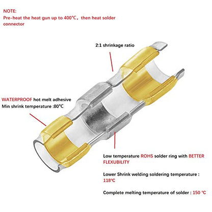 280PCS Heat Shrink Solder Seal Wire Connectors Kit with Solder Paste, AWG 26-24 Low-Melting-Point Splice Terminals, Solder Waterproof Electrical Insulated Butt Connectors - size: Pro White 280PCS