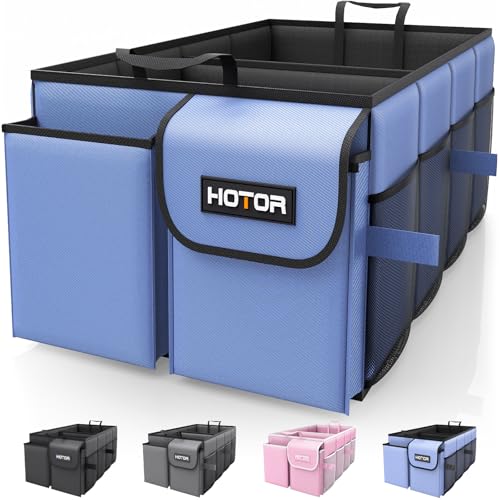HOTOR Trunk Organizer for Car - Car Organizer, Foldable Trunk organizer for SUVs & Sedans, Sturdy Organization for Car Accessories, Tools, Sundries, Blue, 2 Compartments, 23.6"×14.2"×10.6" - color: Blue, size: Large-(2 Compartments)