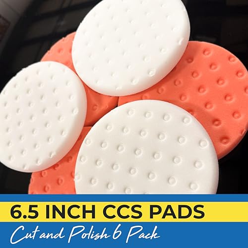 CCS Smart Pads Dual Action Foam Pad Combo | 2-Step Compounding & Polishing for Paint Correction | Cut & Polish with Ease | 3 White & 3 Orange Pads | LC-65-CPKIT-FBA | 6.5 in.
