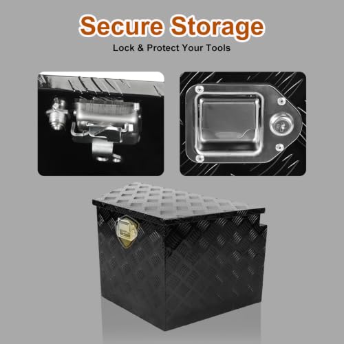 29 Inch Aluminum Black Plated Trailer Tongue Tool Box Pickup Waterproof Truck Bed Toolbox with Lock and Key for RVs, ATVs, Trailer & Truck (29"x17"x18") - color: Black, size: 29" x 17" x 18" - Strip