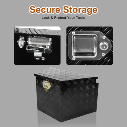 29 Inch Aluminum Black Plated Trailer Tongue Tool Box Pickup Waterproof Truck Bed Toolbox with Lock and Key for RVs, ATVs, Trailer & Truck (29"x17"x18") - color: Black, size: 29" x 17" x 18" - Strip