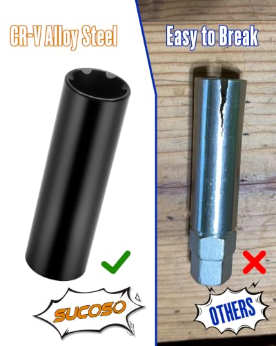 7 Spline Lug Nut Key with 1/2" Drive for M14x1.5 M14x2.0 Aftermarket Lugnut | Impact Socket for 9/16-18 7 Spline Lugnut,Thin Walled Design Spline Socket for Easy Removal or Install Truck Nuts, CR-V Steel - size: 1 PC