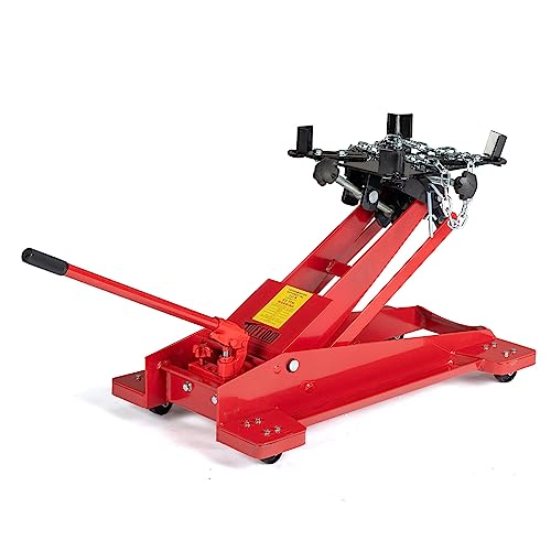 TUFFIOM Hydraulic Transmission Service/Floor Jack Lift 1/2 Ton (1,000 lb) Capacity, Low Profile Roll-Under Floor Trolley, Automotive Shop Tool Hoist Lift Lifting Jack, Red