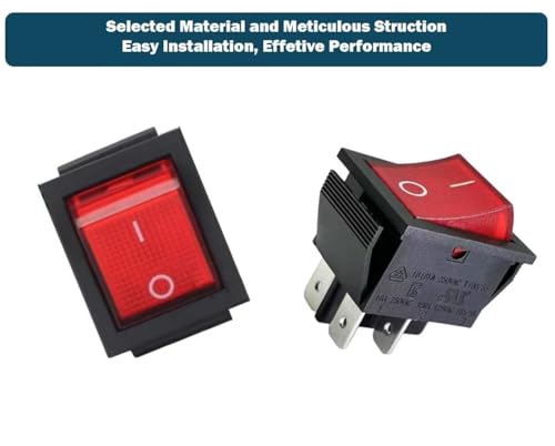 2 Pcs On/Off Switch Fits Batery Load Tester Compatible with Schum-acher BT-100 Compatible with Voltmeter no More Than 100Amp 4 Pin Rocker Switch with Red Light 16A 250VAC/125VAC