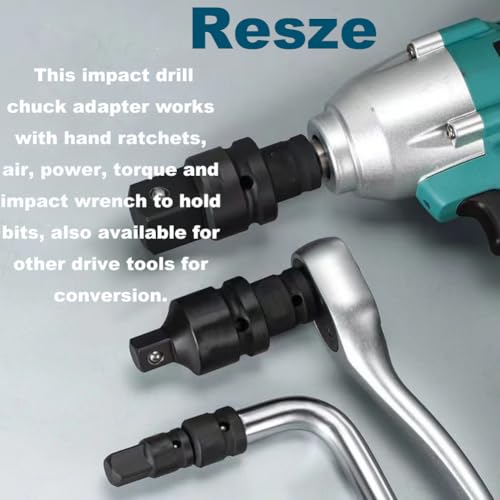 Resze 2PCS Impact Socket Adapter and Reducer Set | 3/8"to 1/2" Drive Socket Adapter Set, Square Adapter Breaker Bar Wrench Conversion Kit Mechanic tools - size: 3/8"to 1/2"