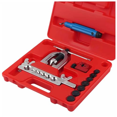 2026 New Brake Line Flaring Tool Kit,Single & Double Flare Tool for Brake Lines/Fuel Lines,Professional Portable Brakes Flare Tools Set with 7 Adapters,Tube Cutter,Deburrer