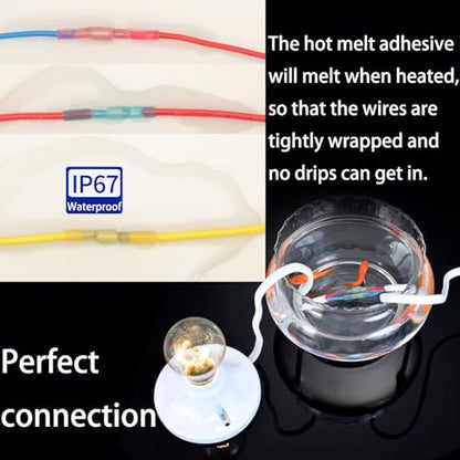 Feggizuli 110pcs Heat Shrink Bullet Wire Connectors Kit, Waterproof Bullet Terminals Connectors Female & Male Wire Crimp Terminals, Marine Grade Bullet Terminals