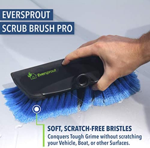 EVERSPROUT 5-to-12 Ft Car Brush with Rubber Bumper, Lightweight Extension Pole Handle, Soft Bristles Car Wash Brush, RV Wash Brush, Truck Wash Brush, Boat Brush, Solar Panel Cleaning Brush and Pole - size: 12 feet