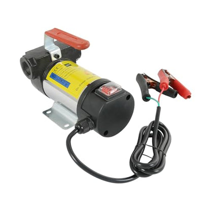 DICMIC Diesel Fuel Transfer Pump Kit, 10 GPM 12V DC Portable Electric Self-Priming Fuel Transfer Extractor Pump Kit with Automatic Shut-Off Nozzle Hose for Diesel, Kerosene, Machine, Transformer Oil