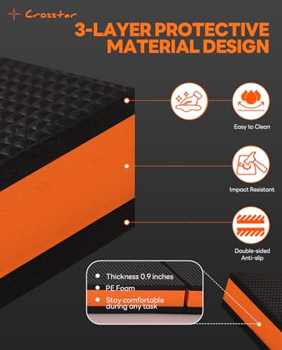 Crosstar 0.9" Thick Foldable Kneeling Pad with Handle & Storage Belt, 5 Fold Comfortable EVA Foam Knee Pad for Gardening, Workshop, Camping, Home Gym, Yard Work – Non-Slip, Waterproof