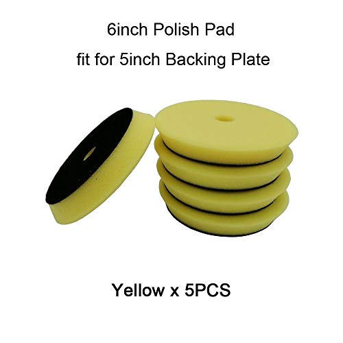 Jinchao-polishing Pads, Sponge Different Hardness Polishing Car Sponge Pad, 4/6/7 Inch Polish Pads, for Dual Action Polisher,Polishing (Color : 6Inch Yellow x 5pcs) - color: 6inch Yellow X 5pcs