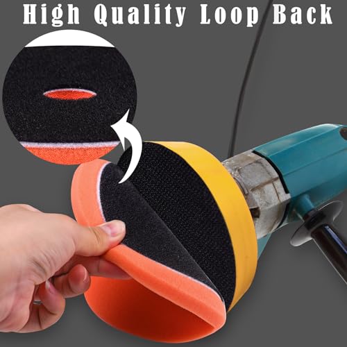 SIQUK 4 Pieces Buffing Polishing Pads 5 Inch Orbital Buffer Pads Hook and Loop Buffing Pads Polisher Pads Car Buffing Foam Pad for Compounding, Polishing and Waxing - size: 5 Inch