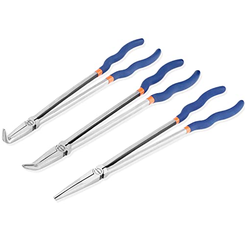16'' Extra Long Needle Nose Pliers for Narrow and Limited Spaces | 45-Degree Angled Nose, Long Reach Design, CRV Steel, Comfortable Grip, for Mechanics, Electricians, DIYers and Homeowners - style: 16'' 45 Degree Angle