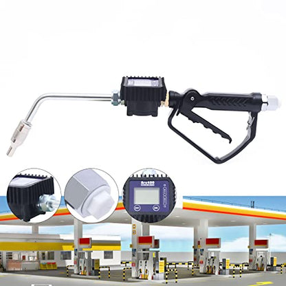 Heavy Duty Air Operated Oil Transfer Pump Digital Oil Fluid Dispenser Pump Control Valve Meter Nozzle, Electronic Metering Oil Gun Refueling Gun Tool for Refueling Trucks (US Stock) - color: Style-B