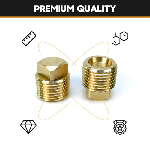 HAPDEN Boat Plugs 1/2 Inch Npt Solid Brass Boat Drain Plug, 2 Pack Garboard Drain Plug Boat Drain Plug Fits Most Boat Hulls (1/2 Inch NPT) - color: Gold