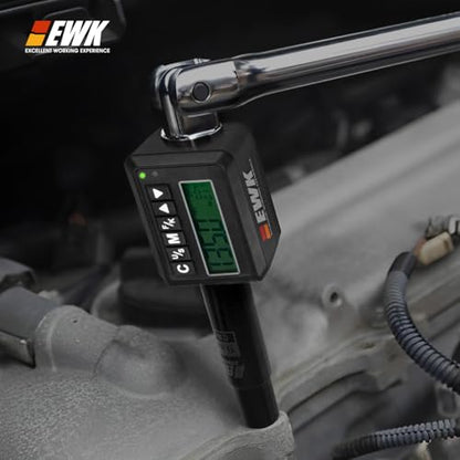 EWK 1/2-inch Drive Digital Torque Adapter 12.5–250 ft-lbs (17–340 Nm), Heavy Duty Electronic Torque Wrench Adapter for 1/2" Ratchets, LED Display and Buzzer Alert, Torque Tester and Calibration Tool