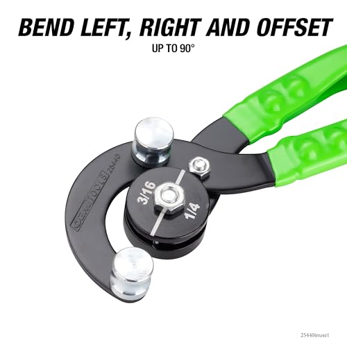 OEMTOOLS 25440 Professional Tube Bending Pliers, Stainless Steel Brake Line Bender Tool, 5/16", 3/8", 3/16", and 1/4" Manual Pipe And Tube Bender
