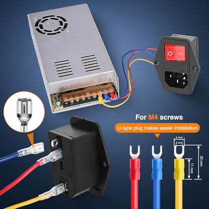 Nilight 2Pcs Switch Power Socket 10A 250V AC Inlet Module On Off Switches Built-in Fuse Led Light 3 Pin Outlet for 3D Printers Computers Home Appliance - color: 2PCS Switch Power Socket