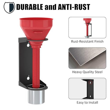 UNITEDPOWER Wall Mount Oil Funnel Holder, Organizer Storage Rack with Removable Collection Cup, Fluid Drain Caddy for Workshop, Shed, Garage, Home (Only Holder, No Funnel)