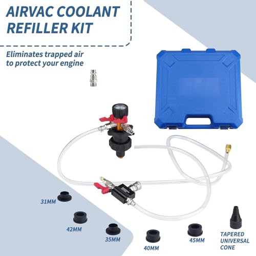 Coolant System Refiller Kit with 5 Adapters Radiator Pressure Tester Kit Eliminate Trapped Air Coolant Vacuum Refill Kit
