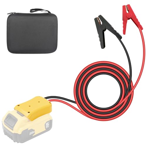 Jumper Cable Clamps for DeWalt 20V Battery Jump Starter, 3.28FT 8AWG Heavy Duty Car Battery Jumper Cable with Adapter for DeWalt, Portable Automotive Battery Booster Cable with Storage Case - size: 3.28 Ft
