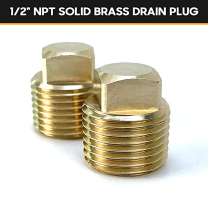 HAPDEN Boat Plugs 1/2 Inch Npt Solid Brass Boat Drain Plug, 2 Pack Garboard Drain Plug Boat Drain Plug Fits Most Boat Hulls (1/2 Inch NPT) - color: Gold