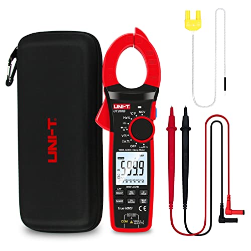 UNI-T Digital Clamp Meter UT208B Inrush Current AC/DC 1000A TRMS HVAC Volt Amp Ohm Meter Clamp On Multimeter Auto Ranging 6000Counts Voltage Frequency LPF ACV Capacitance Duty Cycle Temperature Tester - size: UT208B