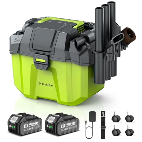 Cordless Shop Vac, 2x4.0Ah Battery Powered Shop Vac - 2.6 Gal Cordless Shop Vacuum Wet and Dry with HEPA Filter, Shoulder Strap & Accessory Storage Holder, Portable for Garage, Car, Workshop & Stairs