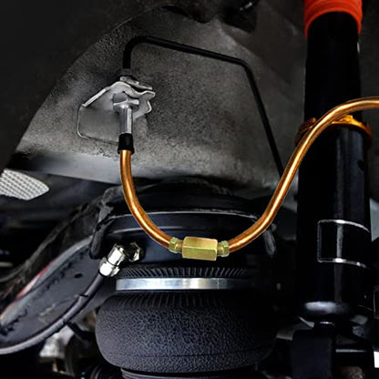 MuHize Upgraded Brake Line Tubing Kit - 25 Ft. of 3/16 Copper Coated Flexible Tube, Roll 25 ft 3/16" (Includes 16 Fittings) - color: Gold