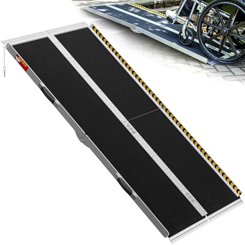 VNN Portable Wheelchair Ramp 6FT, Seamless Non-Slip Aluminum Ramps for Wheelchairs for Home, Handicap Wheelchair Ramps for Home Steps, Aluminum Loading Dock Plates, Doorways - size: 6FT (Usable height 6-18 inch)