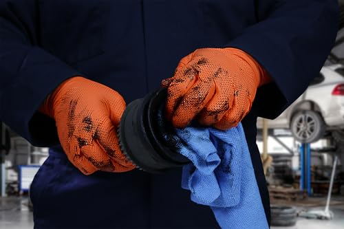 GLOVEWORKS Industrial Orange Disposable Gloves, Flock-Lined Nitrile Gloves, Raised Diamond Textured Grip, 8 mil - size: XX-Large, style: Case of 500