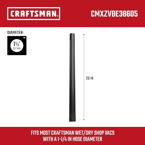 CRAFTSMAN CMXZVBE38605 1-1/4 in. Extension Wand Wet Dry Vac Attachment | Industrial-Grade Shop Vacuum Accessory for Extending Reach While Cleaning, Fits 1-1/4 in. Hose Diameter - size: Extension Wand