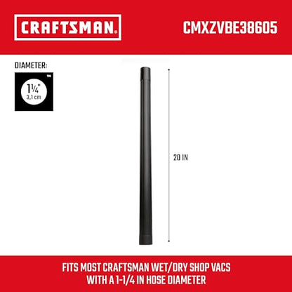 CRAFTSMAN CMXZVBE38605 1-1/4 in. Extension Wand Wet Dry Vac Attachment | Industrial-Grade Shop Vacuum Accessory for Extending Reach While Cleaning, Fits 1-1/4 in. Hose Diameter - size: Extension Wand