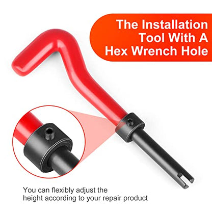 Helicoil Thread Repair M12*1.0mm, Metric Thread Repair Insert Kit | with HSS Drill Bits, Rethreading Inserts Tool Set for Damaged Thread Repairing (Red) - size: Metric,M12×1.0mm