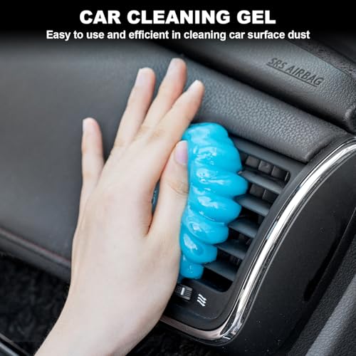 ThinkLearn Car Detailing Kit, Car Interior Detailing Kit, Including 7Pcs Auto Detailing Brushs and 200g Cleaning Gel (25% More Than 160g) Storage Bag, Car Accessories | Interior 3 Detail Brushes, 200g Gel, Boar Hair Fiber Synthetic, Long Hair Brush, Air V