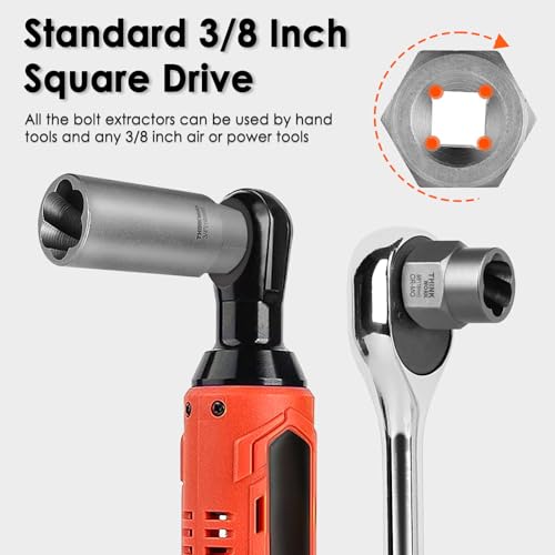 65-Piece Broken Bolt Extractor Kit with Easy Out Screw Extractor Set | for Damaged, Rusted, Rounded-Off, Stripped Fasteners, 8-19mm, Cr-Mo Steel & HSS, with Left Hand Drill Bit Set, Storage Case - size: 65-Piece