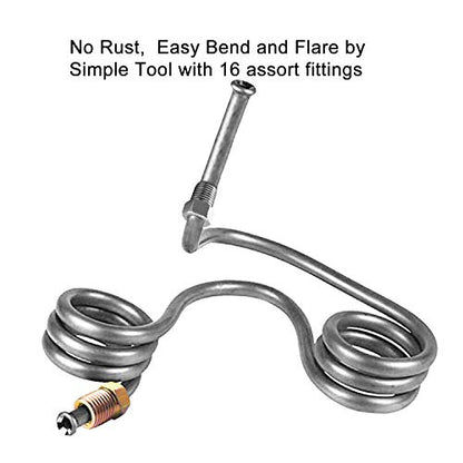 MuHize Dual Brake Line Tubing Kit 3/16 & 1/4" 25Ft | Zinc Double Galvanized Steel Brake Roll, Anti-Rust, Hydraulic Fuel & Transmission Line Replacement, Fits Cars & Trucks - color: Silver