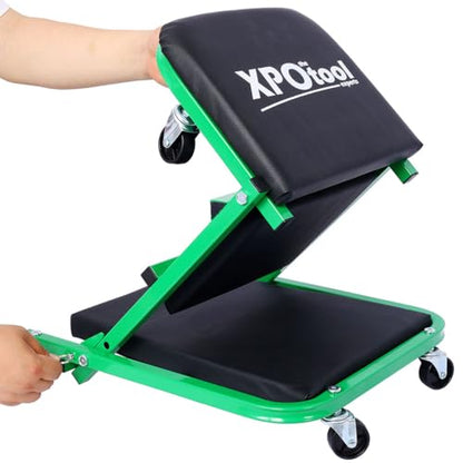 36" Mechanic Creeper and Rolling Stool, Convertible Z Creeper Seat with 6 Swivel Casters, 300 lbs Capacity Steel Frame Garage Chair for Auto Repair Shop Maintenance,Green - color: Green