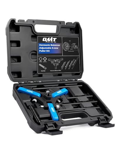 Orion Motor Tech Harmonic Balancer Puller Kit, Adjustable 3-Jaw Puller Set for Removing Harmonic Dampers & Balancers, 3-Jaw Pulley Puller Set Compatible with Chevy GM Chrysler Cadillac Ford More, Blue - color: Blue