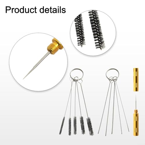 Windshield Washer Nozzle Cleaning Tool Kit with 5 Brush Sizes for Jet Adjustment and Clog Removal, Metal Needle Set to Clean Water Stains and Reposition Sprayers on