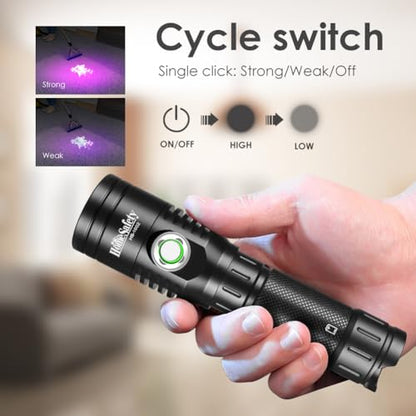Home Safety 1602 395nm UV Flashlight Blacklight Portable Black Light for for Pet Urine Finding & Mineral, Antique Detection, Scorpion Search, etc (1602_UV395nm)