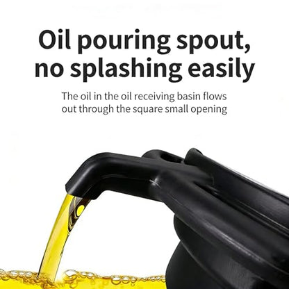 Spill Proof 10L Plastic Oil Drain Pan, Black Anti Splashing Motor Oil Catcher Pan for Home Work Shop, Lightweight and Easy to Handle