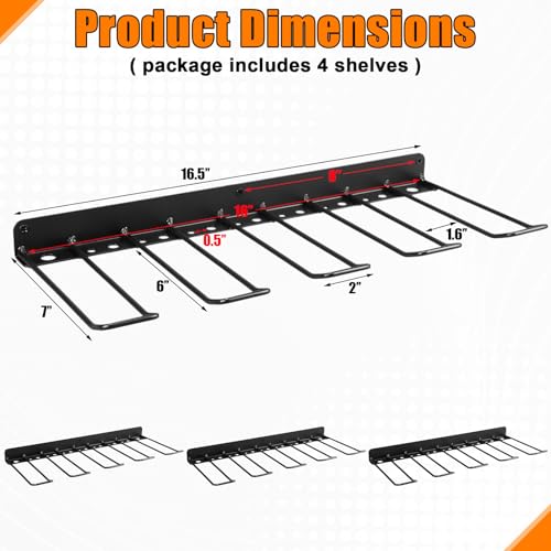 Frienda 4 Pack Power Tool Organizer Drill Holder Wall Mount Drill Holder Heavy Duty Garage Storage and Tool Organizer with 8 Slots 32 Screwdriver Rack Ideal Garage Organization Gifts for Power Tools