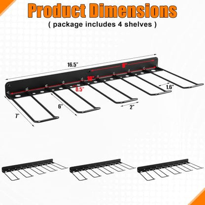 Frienda 4 Pack Power Tool Organizer Drill Holder Wall Mount Drill Holder Heavy Duty Garage Storage and Tool Organizer with 8 Slots 32 Screwdriver Rack Ideal Garage Organization Gifts for Power Tools